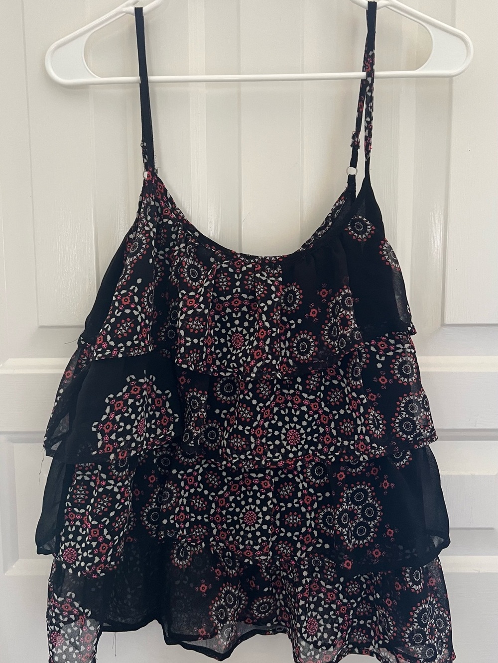 Roxy Black Tiered Floral Spaghetti Strap Cami